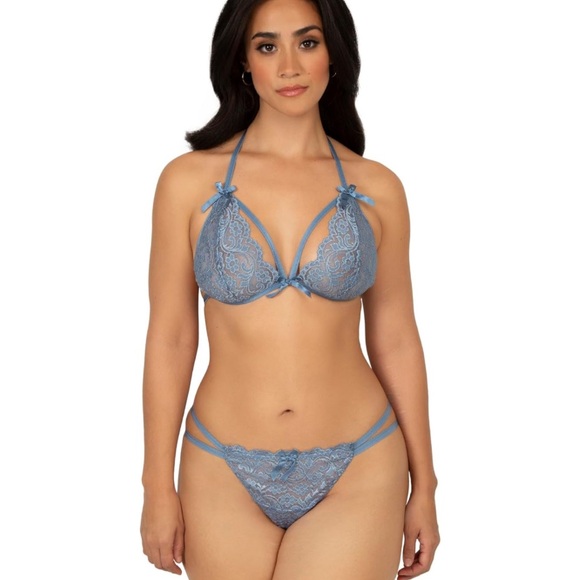 Other - 🌹🆕 Elegant Blue Lace Lingerie Set grayish blue small